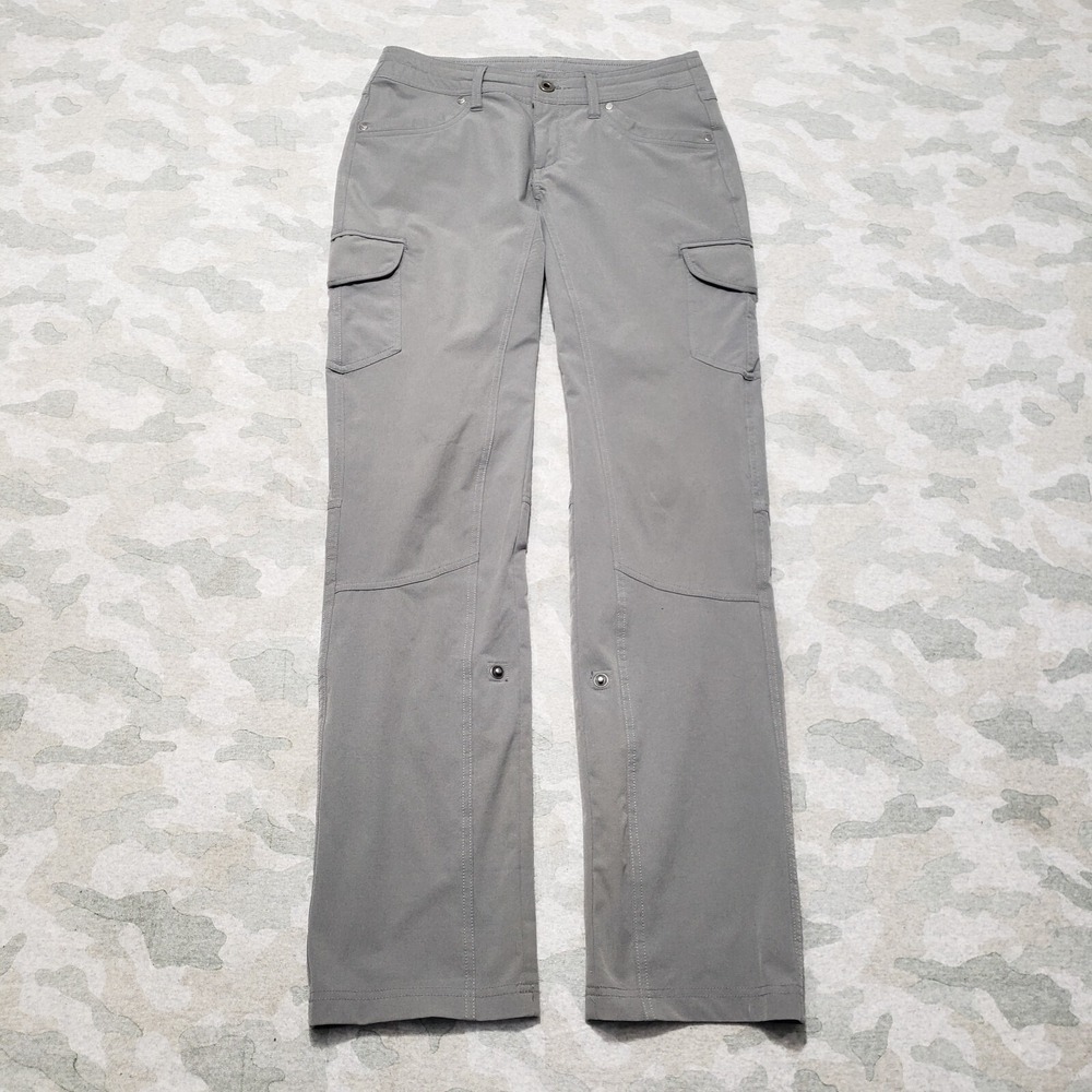 KuhI Pants Womens 2 Gray Cargo Pockets Straight Leg Outdoors Hiking